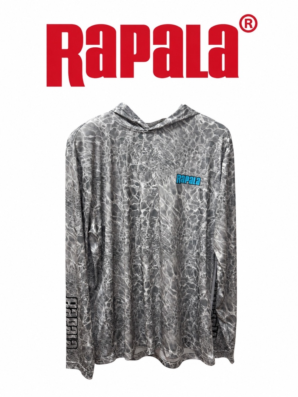 Rapala Hooded Performance Shirt – Grey Water Camo Print size L